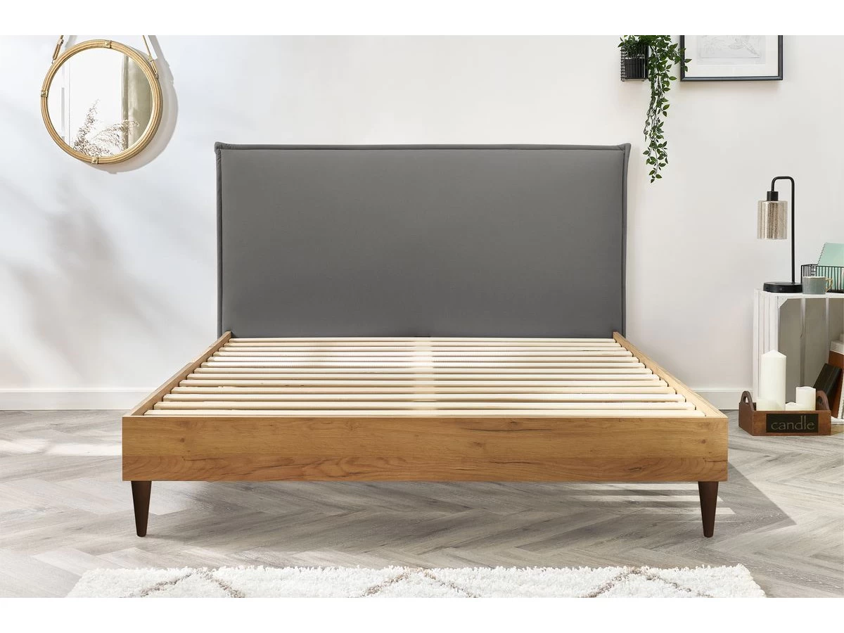 Lit 140x190 Cm CARA Avec Lattes Massives Pieds En Bois Wengé 9 Lit 140x190 Cm CARA Avec Lattes Massives Pieds En Bois Wengé – Image 7