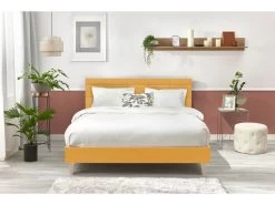 Lit 140x190 Cm CARRE Lattes Massives Pieds Bois Naturel -Velvet Magasin lit 140x190 cm carre lattes massives pieds bois naturel 6