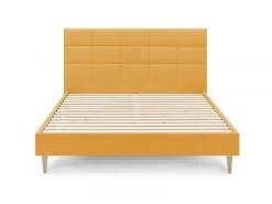 Lit 140x190 Cm CARRE Lattes Massives Pieds Bois Naturel -Velvet Magasin lit 140x190 cm carre lattes massives pieds bois naturel 9