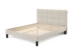 Lit 140x190 Cm CARRE Lattes Massives Pieds Carrés Bois Wengé
