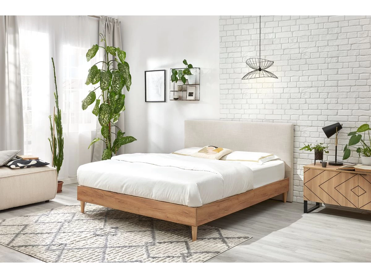 Lit 140x190 Cm NOA Avec Lattes Massives Pieds En Bois Naturel 4 Lit 140x190 Cm NOA Avec Lattes Massives Pieds En Bois Naturel – Image 2