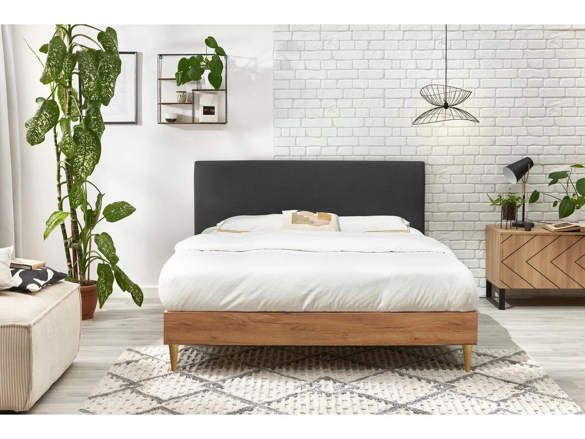 Lit 140x190 Cm NOA Avec Lattes Massives Pieds En Bois Naturel 7 Lit 140x190 Cm NOA Avec Lattes Massives Pieds En Bois Naturel – Image 5