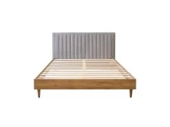 Velvet Magasin 42 Lit 140x190 Cm OCEANE Avec Lattes Massives Tissu Texturé