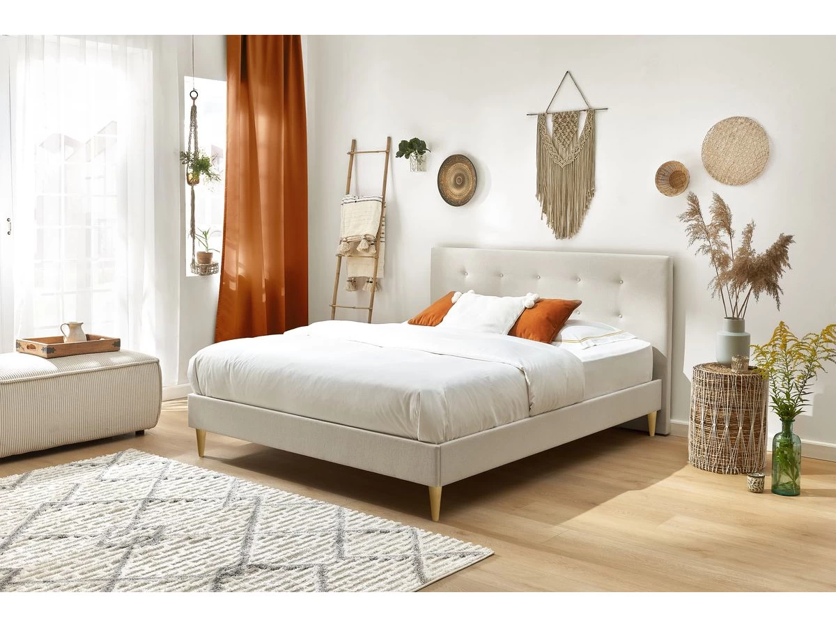 Lit 140x190 Cm RORY Avec Lattes Massives Pieds Bois Naturel 8 Lit 140x190 Cm RORY Avec Lattes Massives Pieds Bois Naturel – Image 6