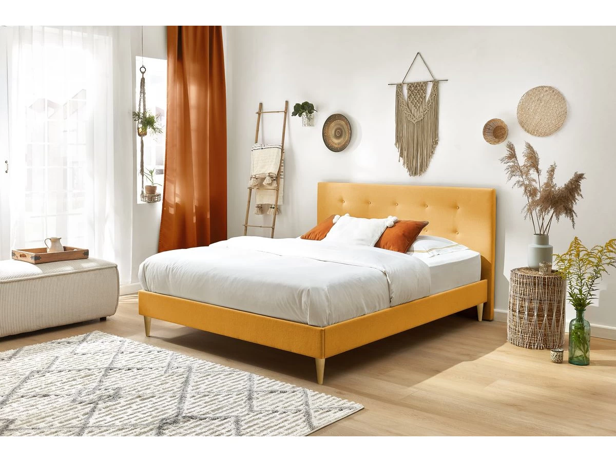 Lit 140x190 Cm RORY Avec Lattes Massives Pieds Bois Naturel 10 Lit 140x190 Cm RORY Avec Lattes Massives Pieds Bois Naturel – Image 8