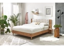 Lit 160x200 Cm LEONA Avec Lattes Massives Pieds En Bois Naturel 15 Lit 160x200 Cm LEONA Avec Lattes Massives Pieds En Bois Naturel -Velvet Magasin lit 160x200 cm leona avec lattes massives pieds en bois naturel 3