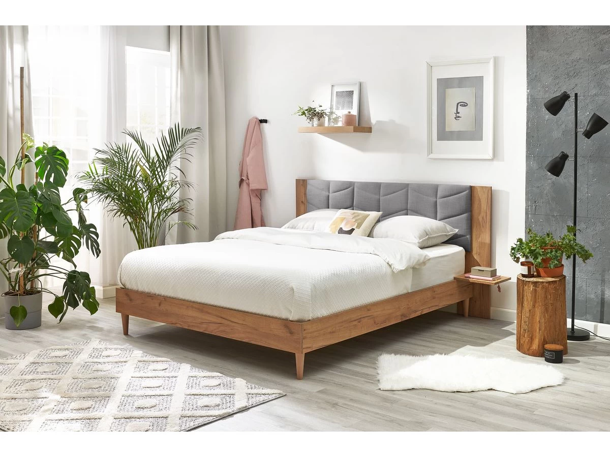 Lit 160x200 Cm LEONA Avec Lattes Massives Pieds En Bois Naturel 7 Lit 160x200 Cm LEONA Avec Lattes Massives Pieds En Bois Naturel – Image 5