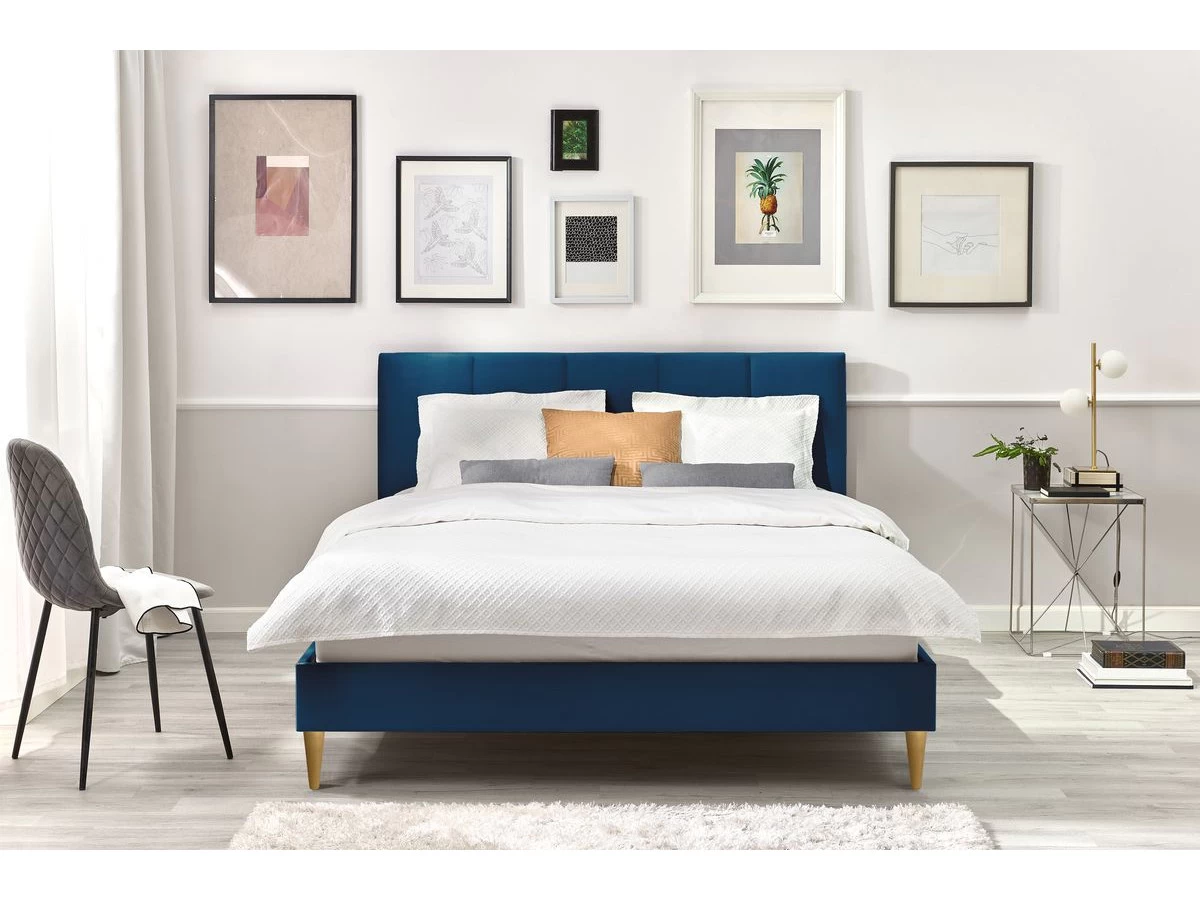 Lit 160x200 Cm VIVARA Avec Lattes Massives Pieds En Bois Naturel 11 Lit 160x200 Cm VIVARA Avec Lattes Massives Pieds En Bois Naturel – Image 9