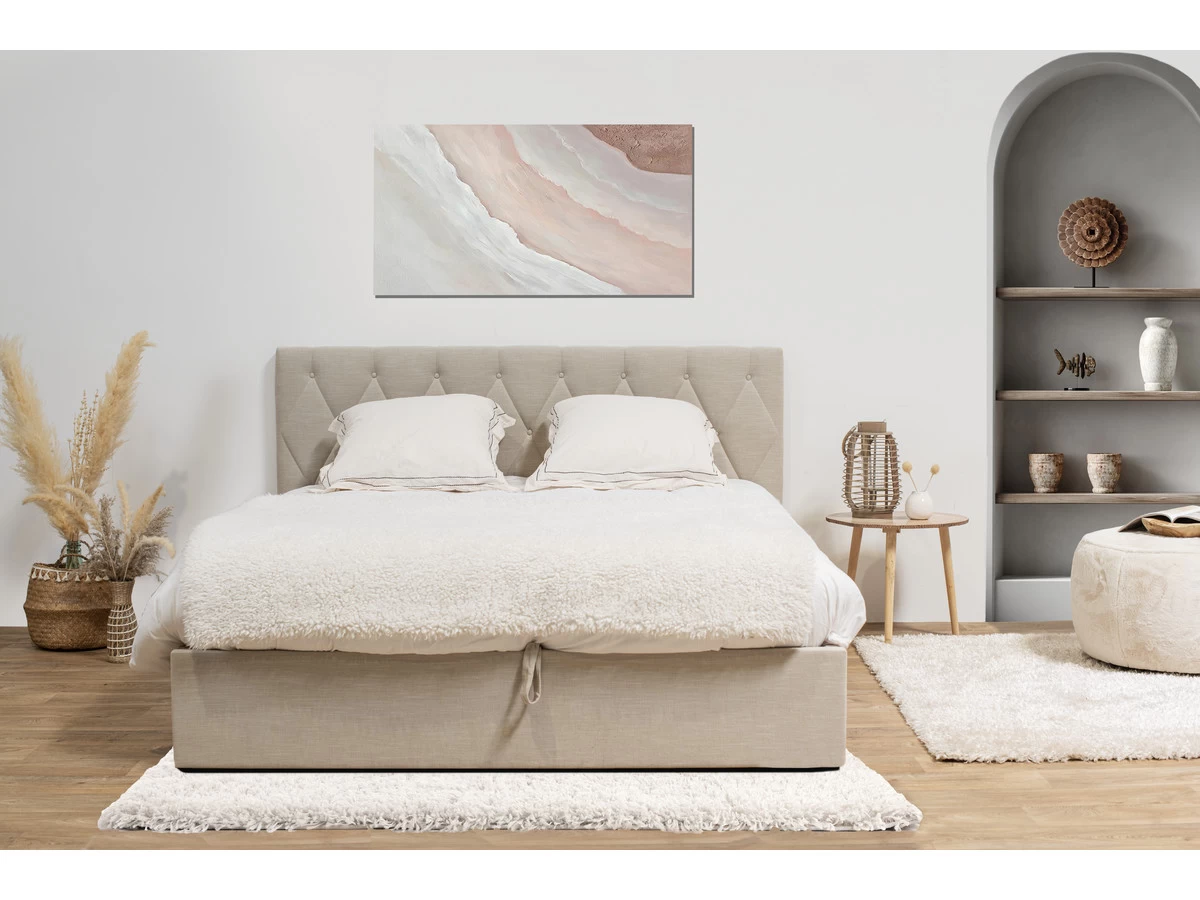 Lit Coffre COLETTE Tissu Texturé Avec Lin 4 Lit Coffre COLETTE Tissu Texturé Avec Lin – Image 2