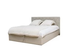 Lit Coffre COLETTE Tissu Texturé Avec Lin