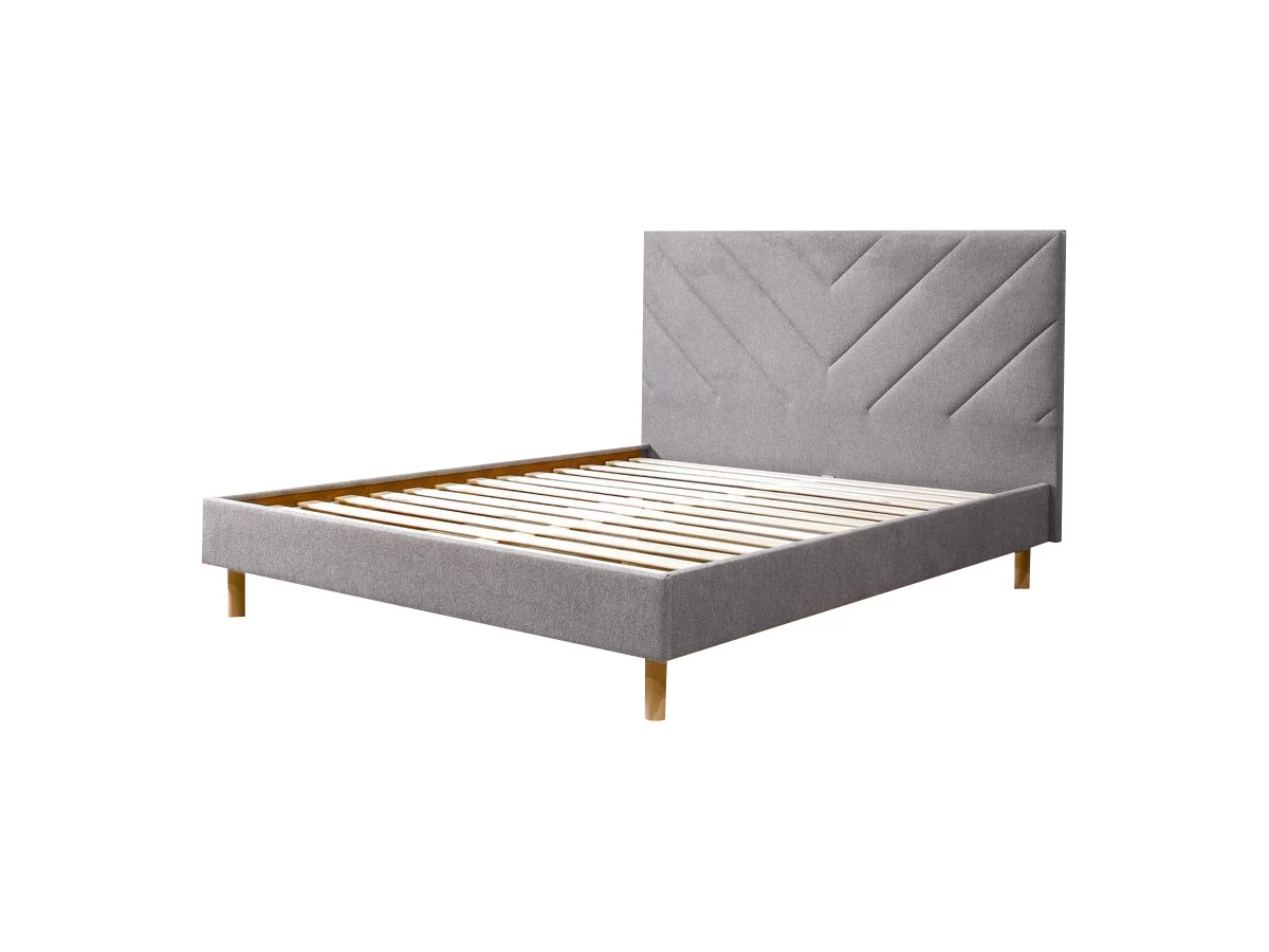 Lit ROMANE Avec Lattes Massives Tissu Texturé 4 Lit ROMANE Avec Lattes Massives Tissu Texturé – Image 2