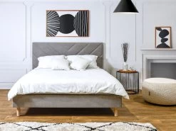 Lit ROMANE Avec Lattes Massives Tissu Texturé 14 Lit ROMANE Avec Lattes Massives Tissu Texturé -Velvet Magasin lit romane avec lattes massives tissu texture 2