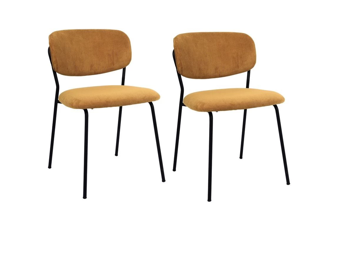 Lot De 2 Chaises ANDREA Velours Côtelé Et Pieds Noirs 4 Lot De 2 Chaises ANDREA Velours Côtelé Et Pieds Noirs – Image 2