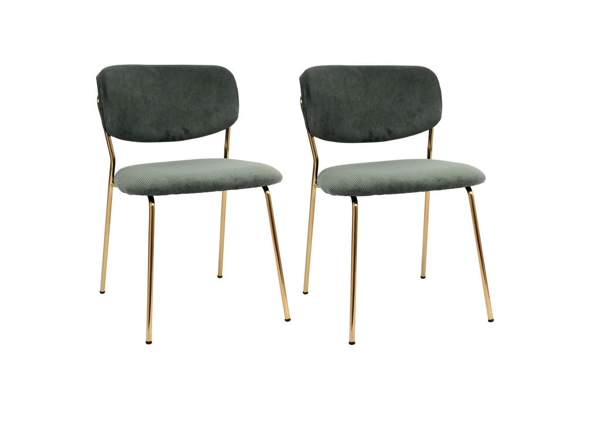 Lot De 2 Chaises ANDREA Velours Côtelé Et Pieds Or 4 Lot De 2 Chaises ANDREA Velours Côtelé Et Pieds Or – Image 2