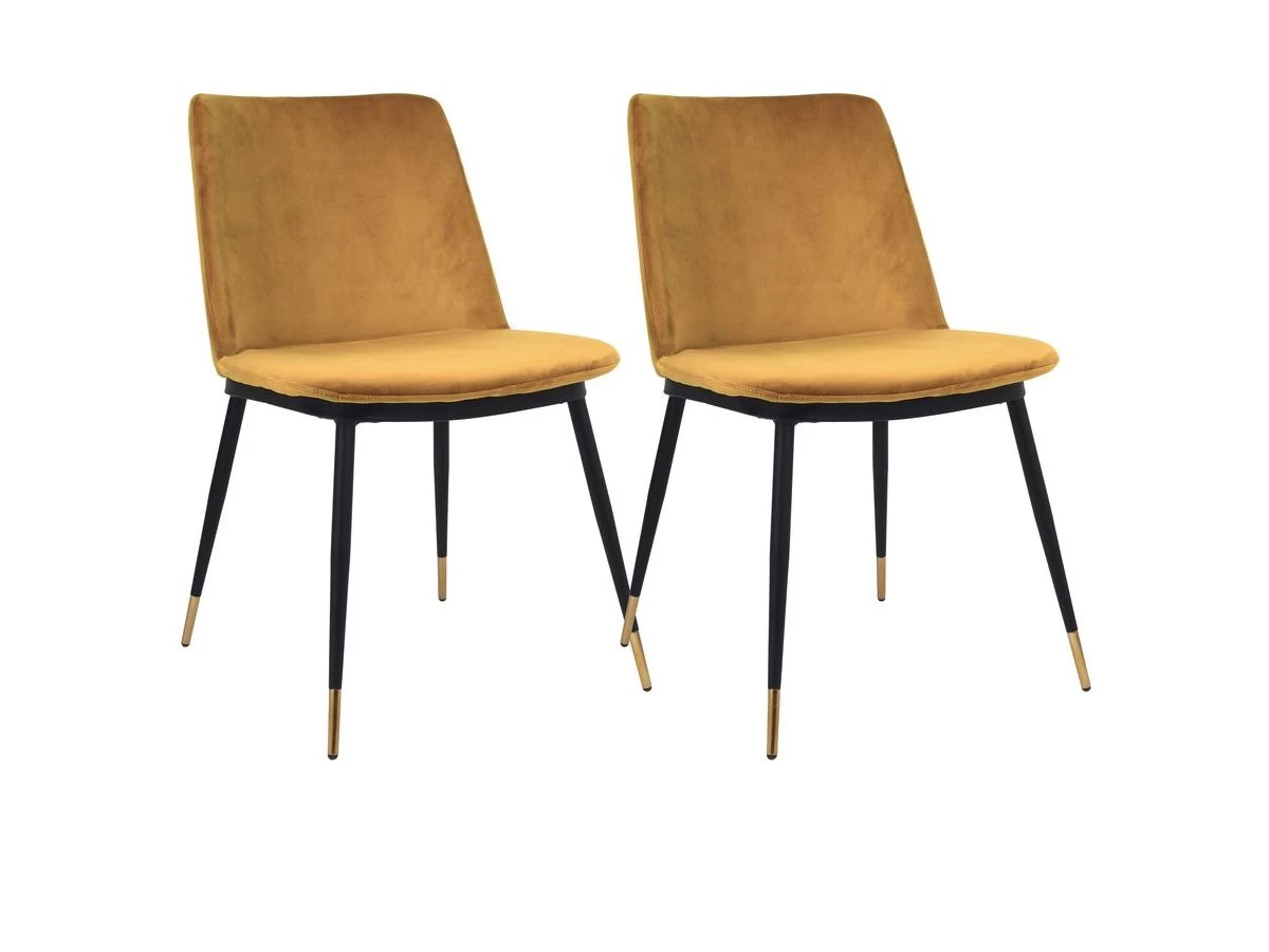 Lot De 2 Chaises FABIEN Tissu Velours Et Pieds Or 4 Lot De 2 Chaises FABIEN Tissu Velours Et Pieds Or – Image 2