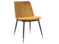 Lot De 2 Chaises FABIEN Tissu Velours Et Pieds Or