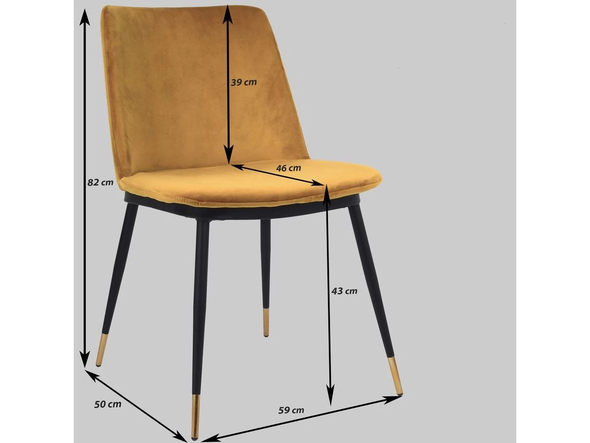 Lot De 2 Chaises FABIEN Tissu Velours Et Pieds Or 12 Lot De 2 Chaises FABIEN Tissu Velours Et Pieds Or – Image 10