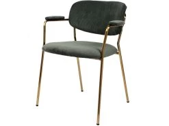 Lot De 2 Fauteuils De Table ANDREA Velours Côtelé Et Pieds Or -Velvet Magasin lot de 2 fauteuils de table andrea velours cotele et pieds or 3