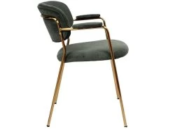 Lot De 2 Fauteuils De Table ANDREA Velours Côtelé Et Pieds Or -Velvet Magasin lot de 2 fauteuils de table andrea velours cotele et pieds or 4