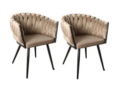 Lot De 2 Fauteuils De Table CHARLOTTE Tissu Velours
