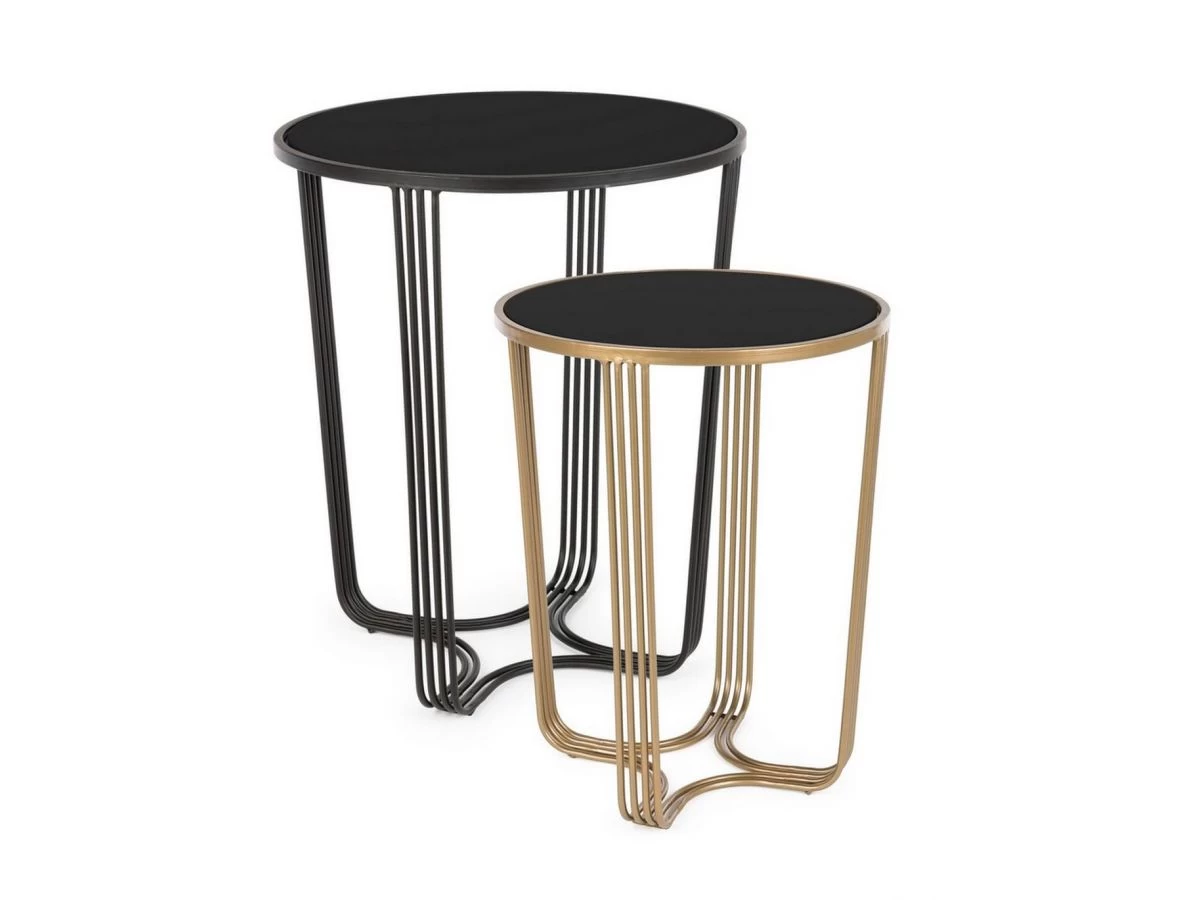 Lot De 2 Tables Basses CECILIA Noir Et Or 3 Lot De 2 Tables Basses CECILIA Noir Et Or