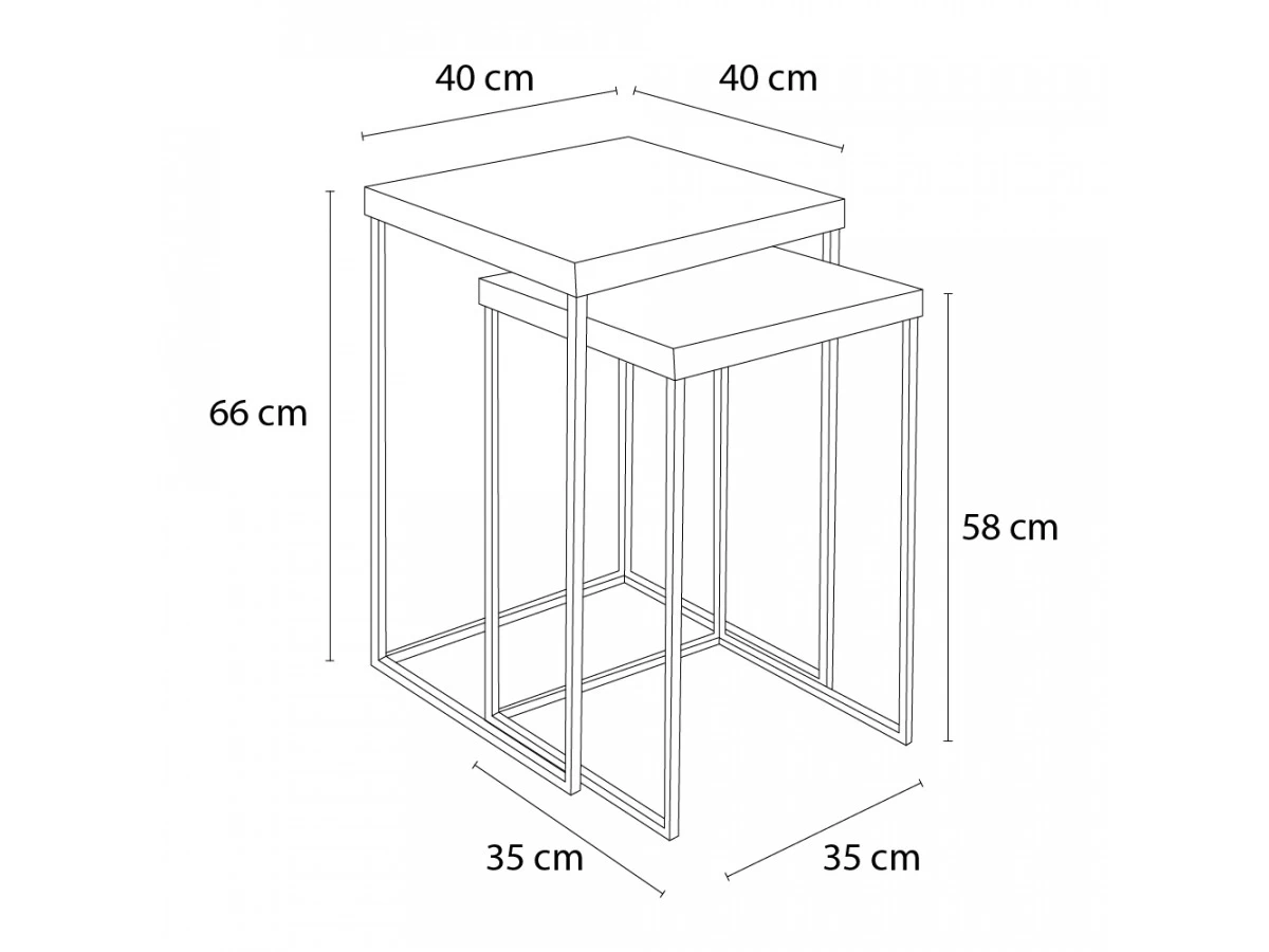 Lot De 2 Tables Basses Gigognes Carrées CHRISTIE Acier Noir Et Or 4 Lot De 2 Tables Basses Gigognes Carrées CHRISTIE Acier Noir Et Or – Image 2