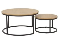 Lot De 2 Tables Basses Gigognes ROMUALD Chêne Et Noir -Velvet Magasin lot de 2 tables basses gigognes romuald chene et noir 2