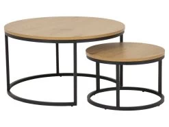 Lot De 2 Tables Basses Gigognes ROMUALD Chêne Et Noir