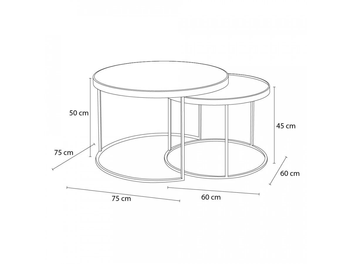 Lot De 2 Tables Basses Gigognes Rondes CHRISTIE Acier Noir Et Or 4 Lot De 2 Tables Basses Gigognes Rondes CHRISTIE Acier Noir Et Or – Image 2