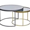 Lot De 2 Tables Basses Gigognes Rondes CHRISTIE Acier Noir Et Or 2 Lot De 2 Tables Basses Gigognes Rondes CHRISTIE Acier Noir Et Or -Velvet Magasin lot de 2 tables basses gigognes rondes christie acier noir et or