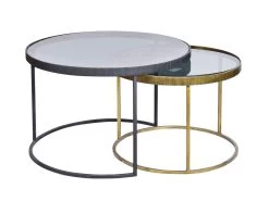 Lot De 2 Tables Basses Gigognes Rondes CHRISTIE Acier Noir Et Or