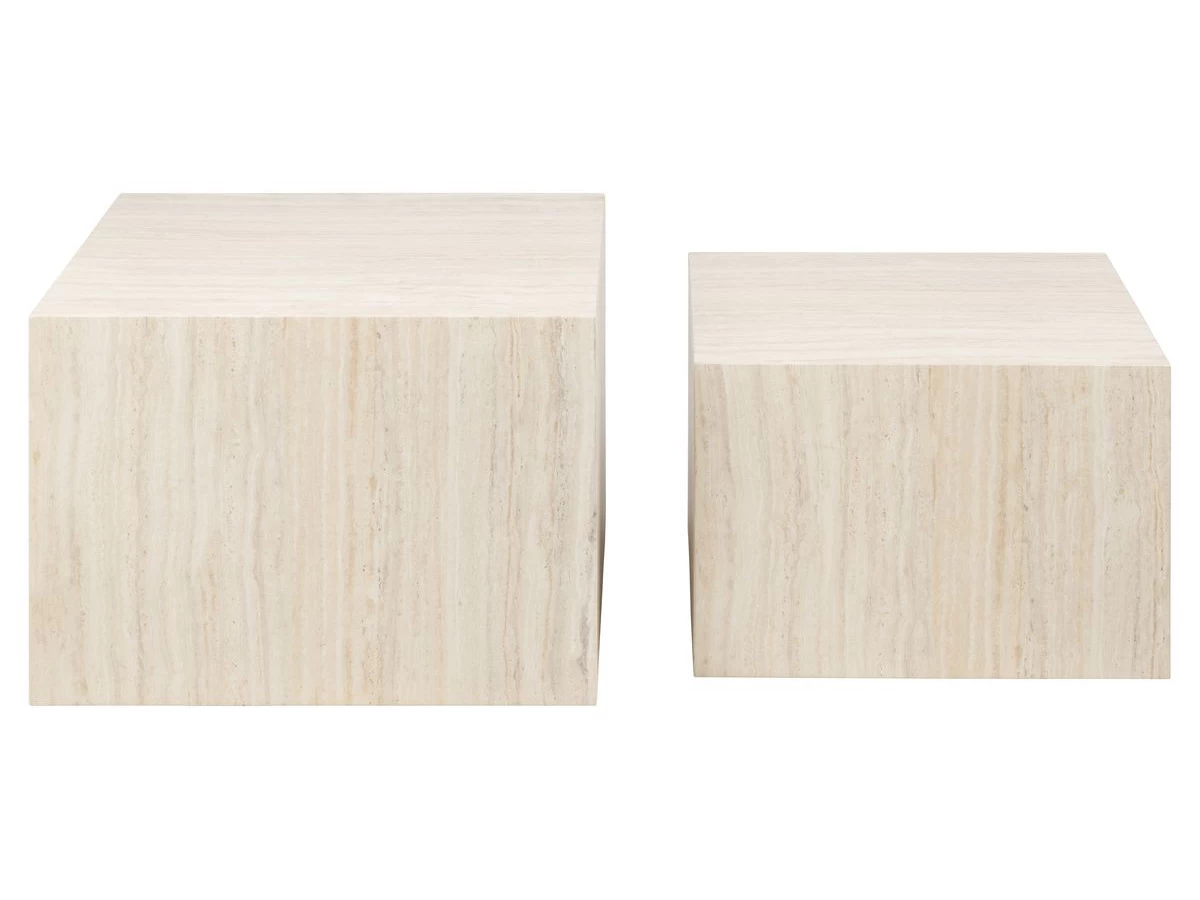 Lot De 2 Tables Basses ROCHEFORT Imitation Travertin 4 Lot De 2 Tables Basses ROCHEFORT Imitation Travertin – Image 2