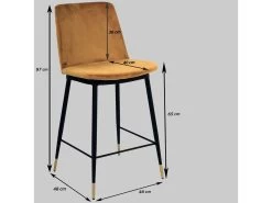 Lot De 2 Tabourets De Bar H.97 Cm FABIEN Velours -Velvet Magasin lot de 2 tabourets de bar h97 cm fabien velours 9