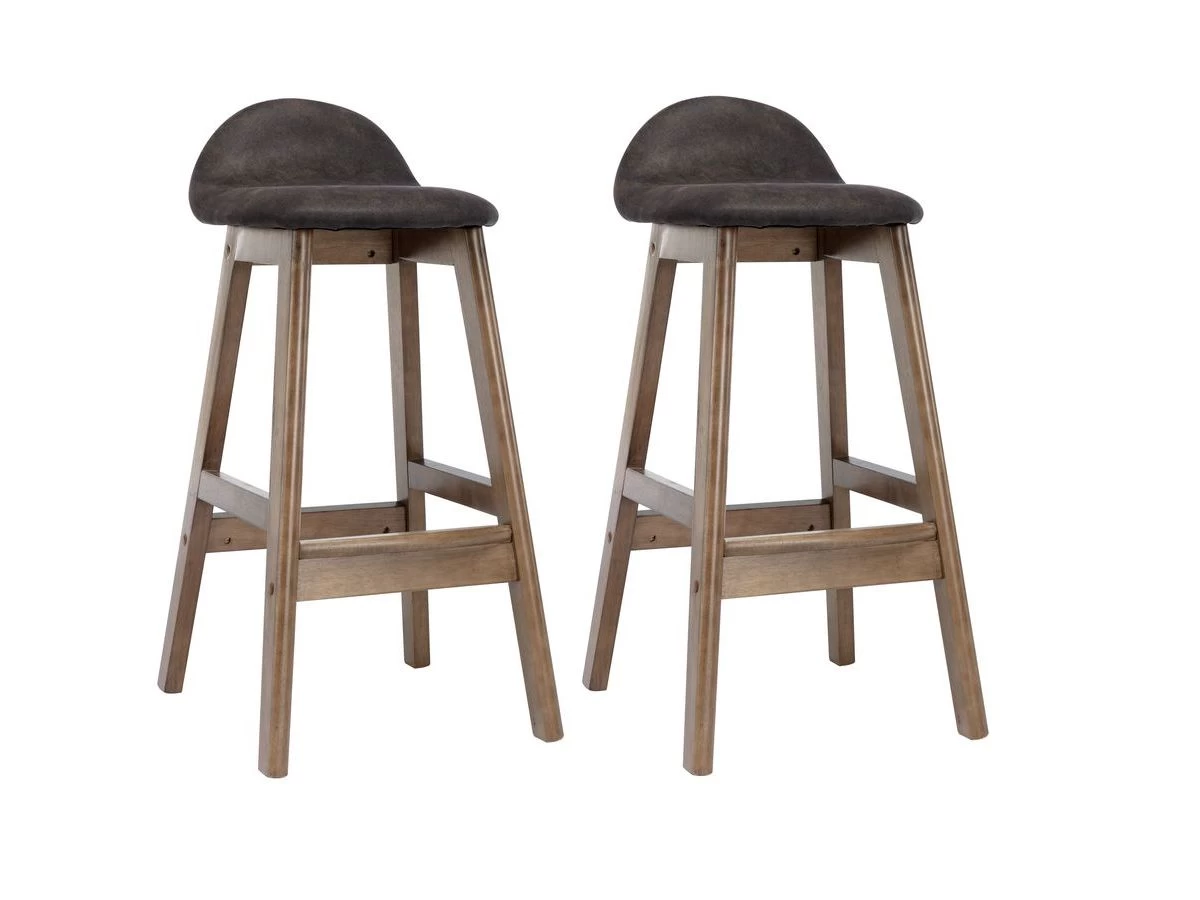 Lot De 2 Tabourets De Bar LANCELOT Tissu Microfibre Et Bois Massif 3 Lot De 2 Tabourets De Bar LANCELOT Tissu Microfibre Et Bois Massif