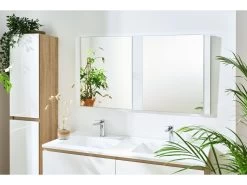 Meuble De Salle De Bain 120 Cm ALANI Chêne Et Blanc -Velvet Magasin meuble de salle de bain 120 cm alani chene et blanc 2