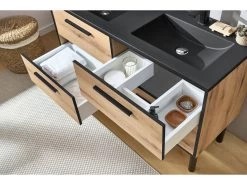 Meuble De Salle De Bain 120 Cm HIRO Bois Clair -Velvet Magasin meuble de salle de bain 120 cm hiro bois clair 3