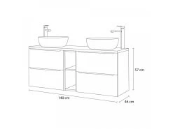 Meuble Double Vasque 140 Cm CINDY Chêne