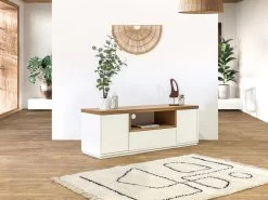 Meuble TV 160 Cm Avec Niche ABY Placage Chêne Massif -Velvet Magasin meuble tv 160 cm avec niche aby placage chene massif 2