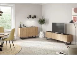 Meuble TV 180 Cm OPERA Effet Chêne Et Imitation Marbre Noir 15 Meuble TV 180 Cm OPERA Effet Chêne Et Imitation Marbre Noir -Velvet Magasin meuble tv 180 cm opera effet chene et imitation marbre noir 3