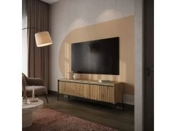 Meuble TV 4 Portes 167 Cm LENARA Avec Tasseaux Et LED -Velvet Magasin meuble tv 4 portes 167 cm lenara avec tasseaux et led 2