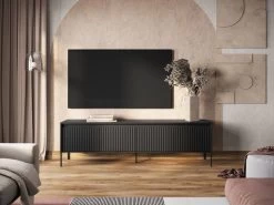 Meuble TV 4 Portes 193 Cm LENARA Avec Tasseaux Et LED -Velvet Magasin meuble tv 4 portes 193 cm lenara avec tasseaux et led 4