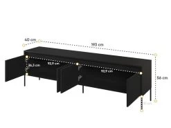 Meuble TV 4 Portes 193 Cm LENARA Avec Tasseaux Et LED -Velvet Magasin meuble tv 4 portes 193 cm lenara avec tasseaux et led 6