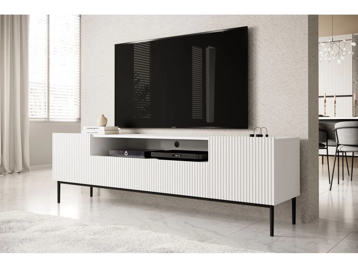Meuble TV Avec Niche 200 Cm KASHA Pieds Noirs 4 Meuble TV Avec Niche 200 Cm KASHA Pieds Noirs – Image 2