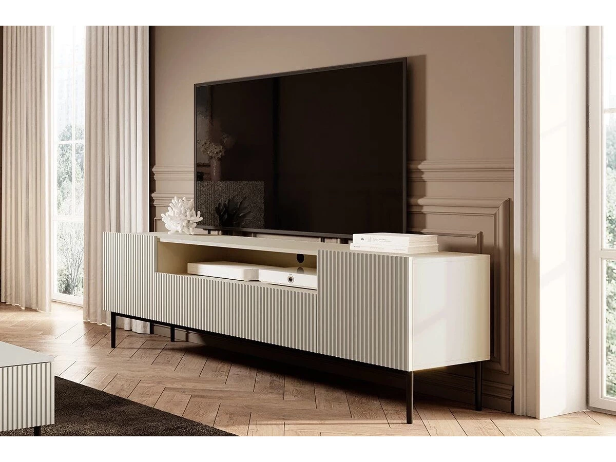 Meuble TV Avec Niche 200 Cm KASHA Pieds Noirs 9 Meuble TV Avec Niche 200 Cm KASHA Pieds Noirs – Image 7