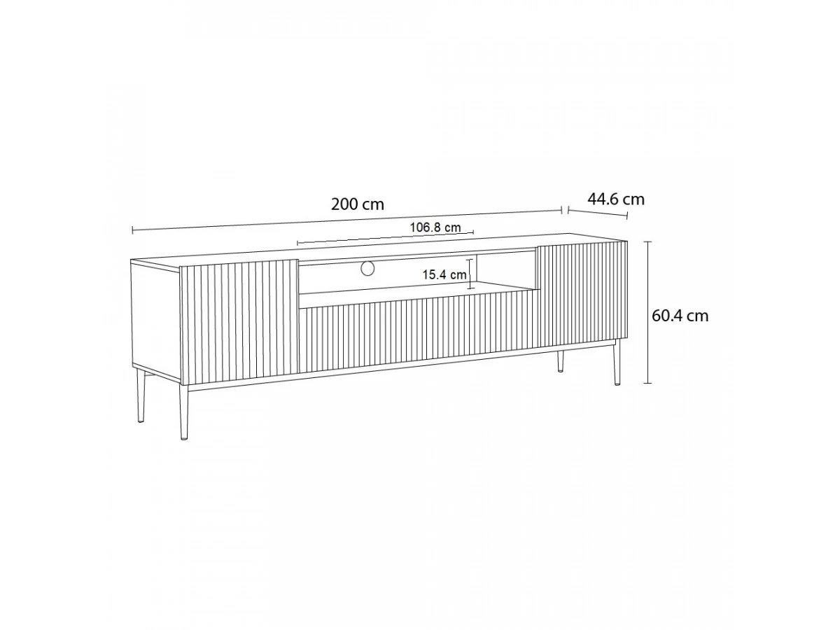 Meuble TV Avec Niche 200 Cm KASHA Pieds Noirs 12 Meuble TV Avec Niche 200 Cm KASHA Pieds Noirs – Image 10
