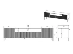 Meuble TV Avec Niche 200 Cm KASHA Pieds Or -Velvet Magasin meuble tv avec niche 200 cm kasha pieds or 5