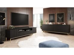 Meuble TV Avec Niche 200 Cm KASHA Pieds Or -Velvet Magasin meuble tv avec niche 200 cm kasha pieds or 7
