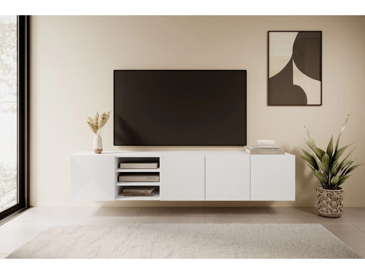 Meuble TV Suspendu 200 Cm ALICE Avec Niches 4 Meuble TV Suspendu 200 Cm ALICE Avec Niches – Image 2