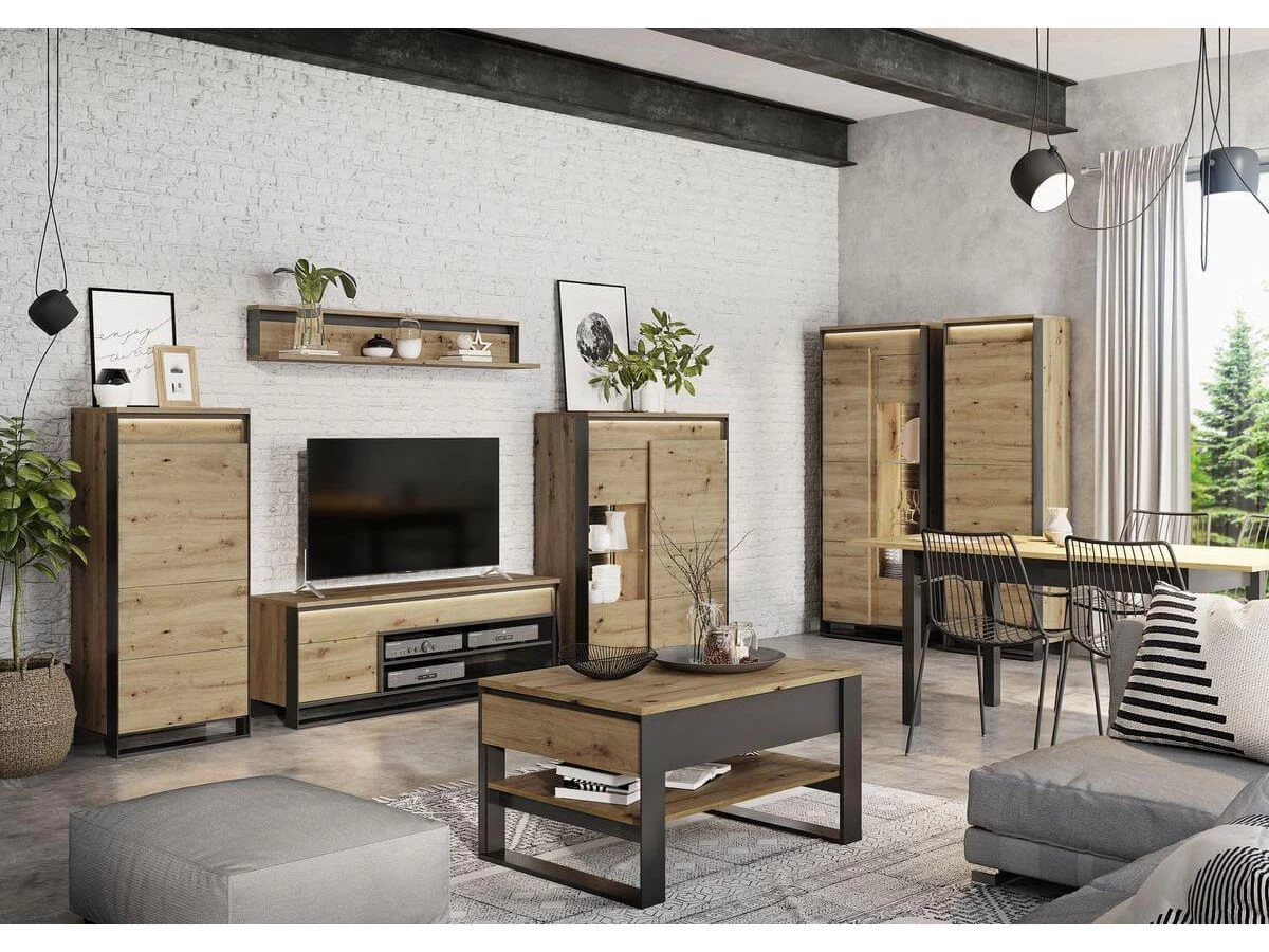 Rangement 1 Porte 60 Cm KYRIA Avec LED Imitation Chêne 4 Rangement 1 Porte 60 Cm KYRIA Avec LED Imitation Chêne – Image 2