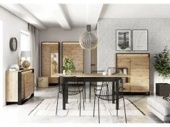 Rangement 1 Porte 60 Cm KYRIA Avec LED Imitation Chêne